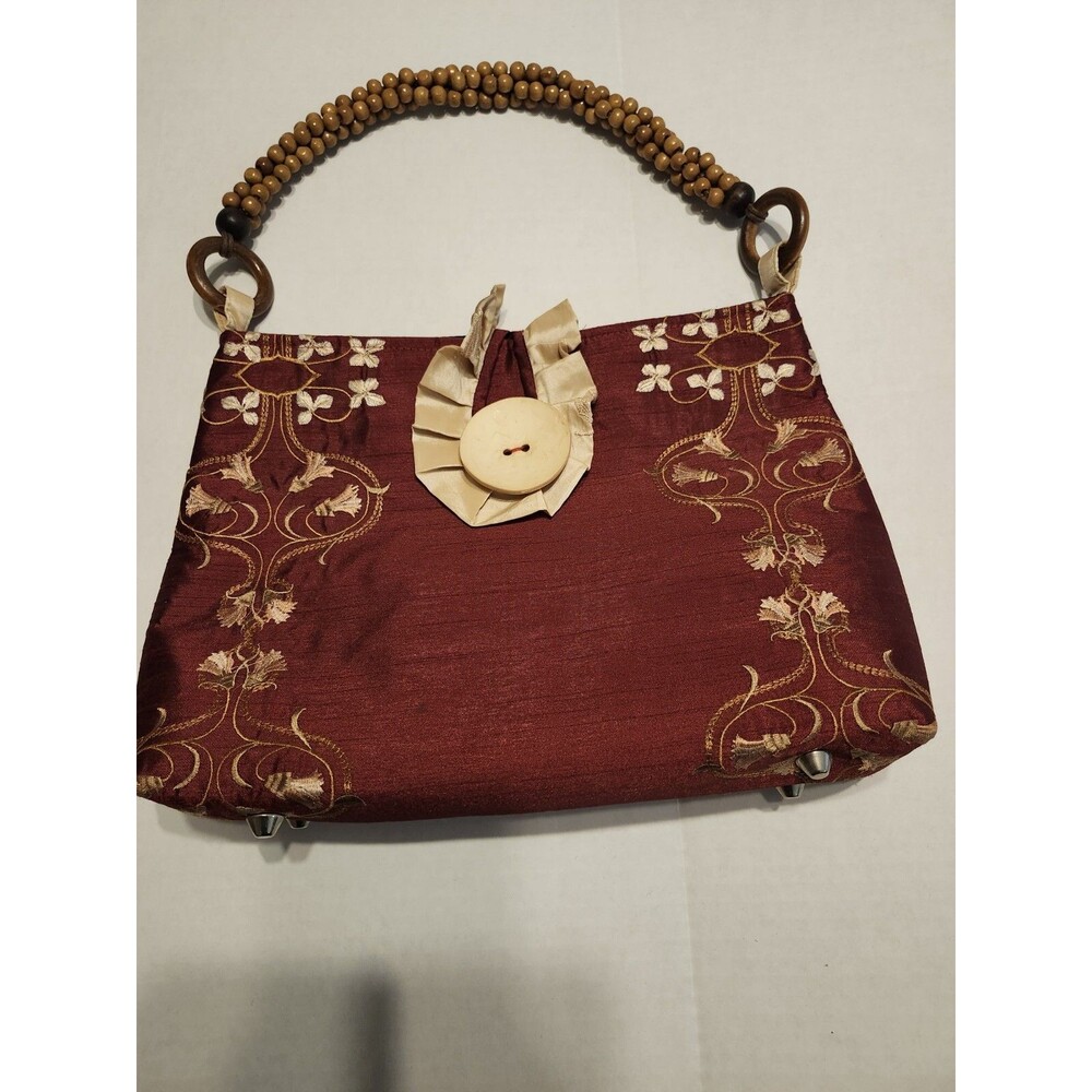 13 × 10 Inch Purse With Wood Bead Strap